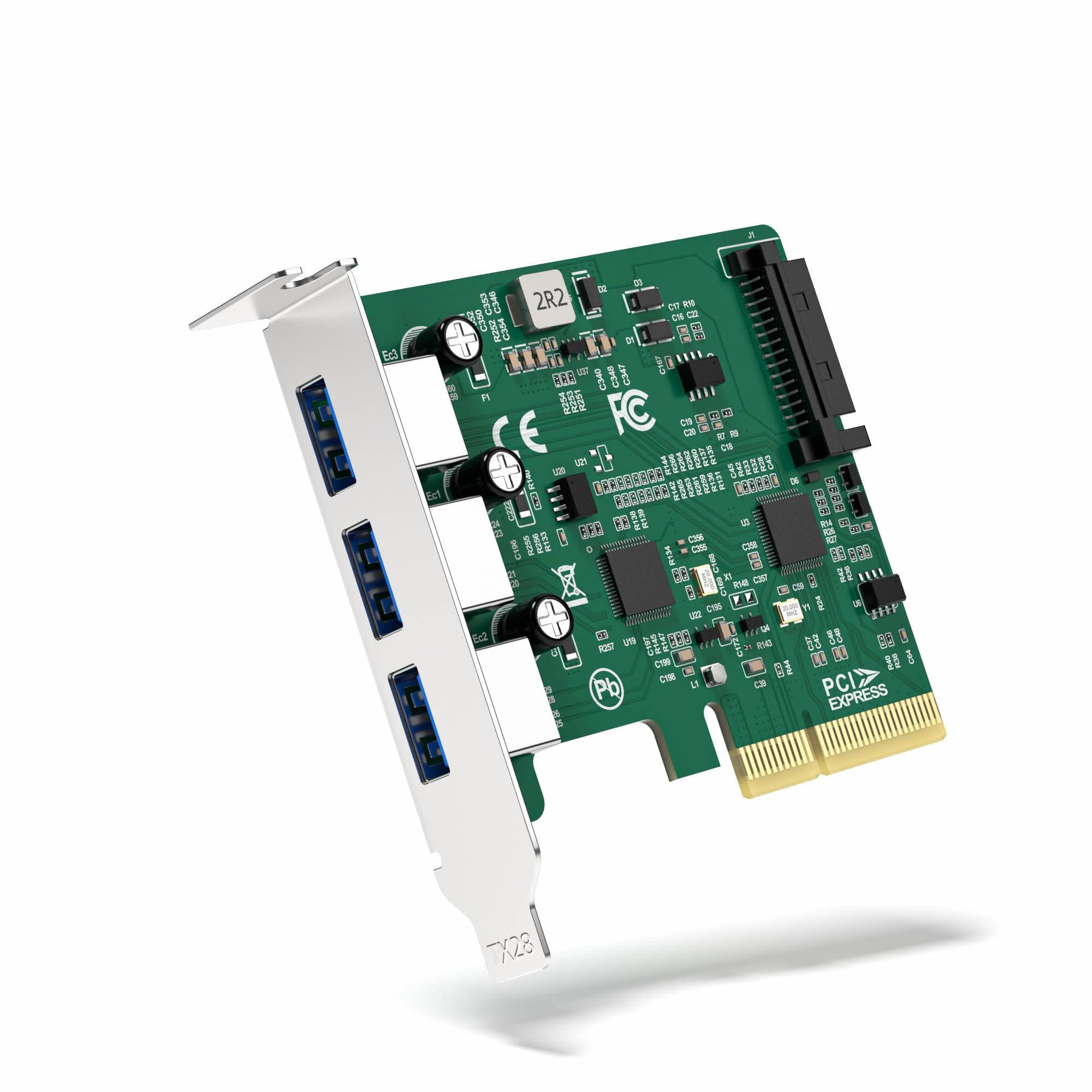 DriverGenius Turbo-X | Carte PCIe USB 3.2 3 Ports USB-A (Low Profile) | Carte D'Extension USB 10 Gbit/s pour PC SFF et Serveurs, PCIe x4, Compatible Windows 11 et Linux, Équerre Standard Incluse
