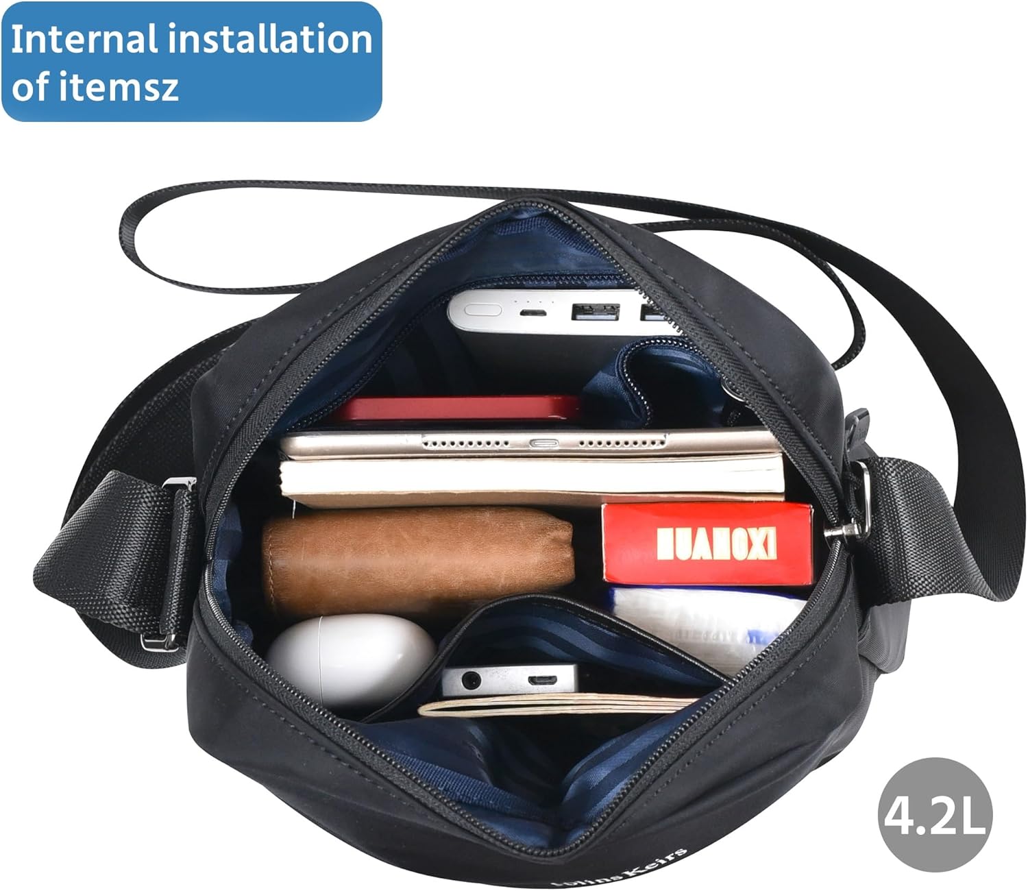 Men's Sling Bag Crossbody, Lightweight Waterproof Shoulder Bag for Men, Black Small Messenger Bag, Compact Travel Bag for Work, Hiking, Casual Daily Use - Image 4