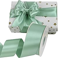 Vista 99 de Cinta de satén rosa polvoriento de doble cara, 3/8 pulgadas x 50 yardas, cintas de poliéster rosa polvoriento para envolver regalos, cinta de tela