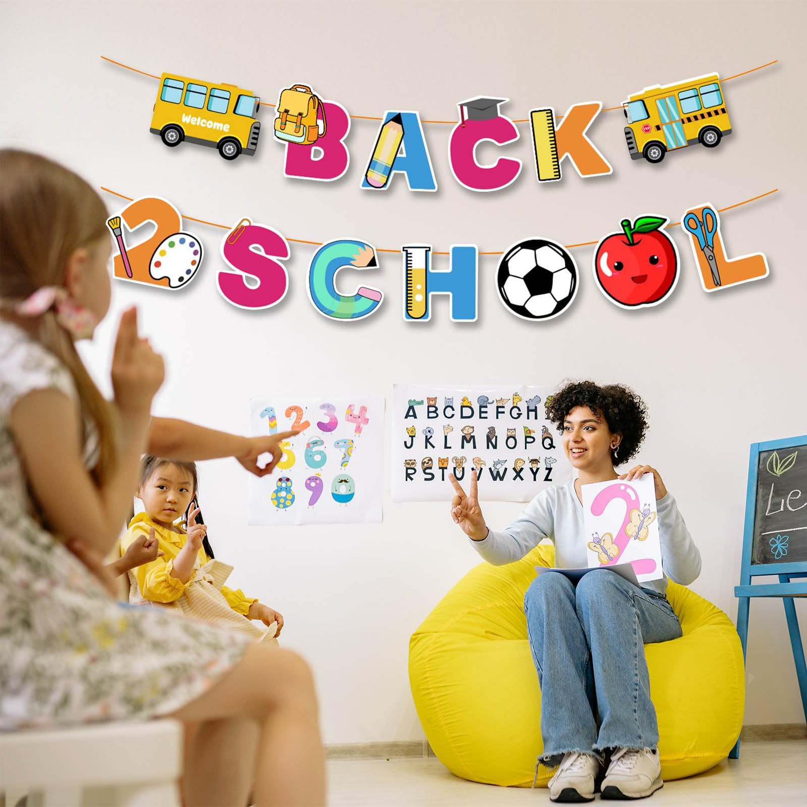 Guirlande de bienvenue pour la rentrée scolaire, décoration de salle de classe