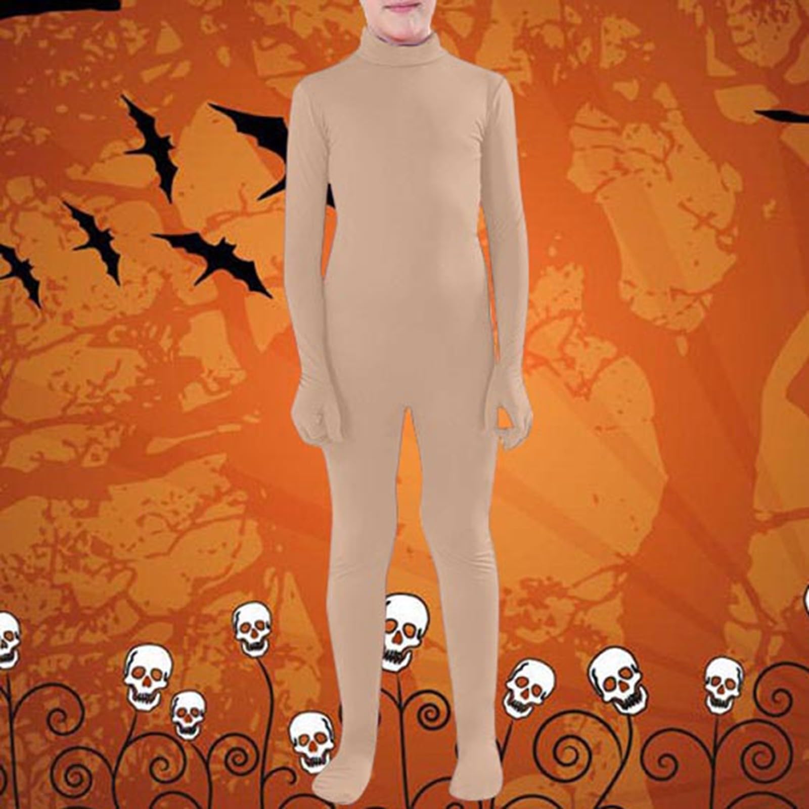 Morph Suit Unisex Adults' Men'S Women'S Open Face Spandex Unitard Mask Zentai Costume Full Bodysuit, 01 Beige - Image 2