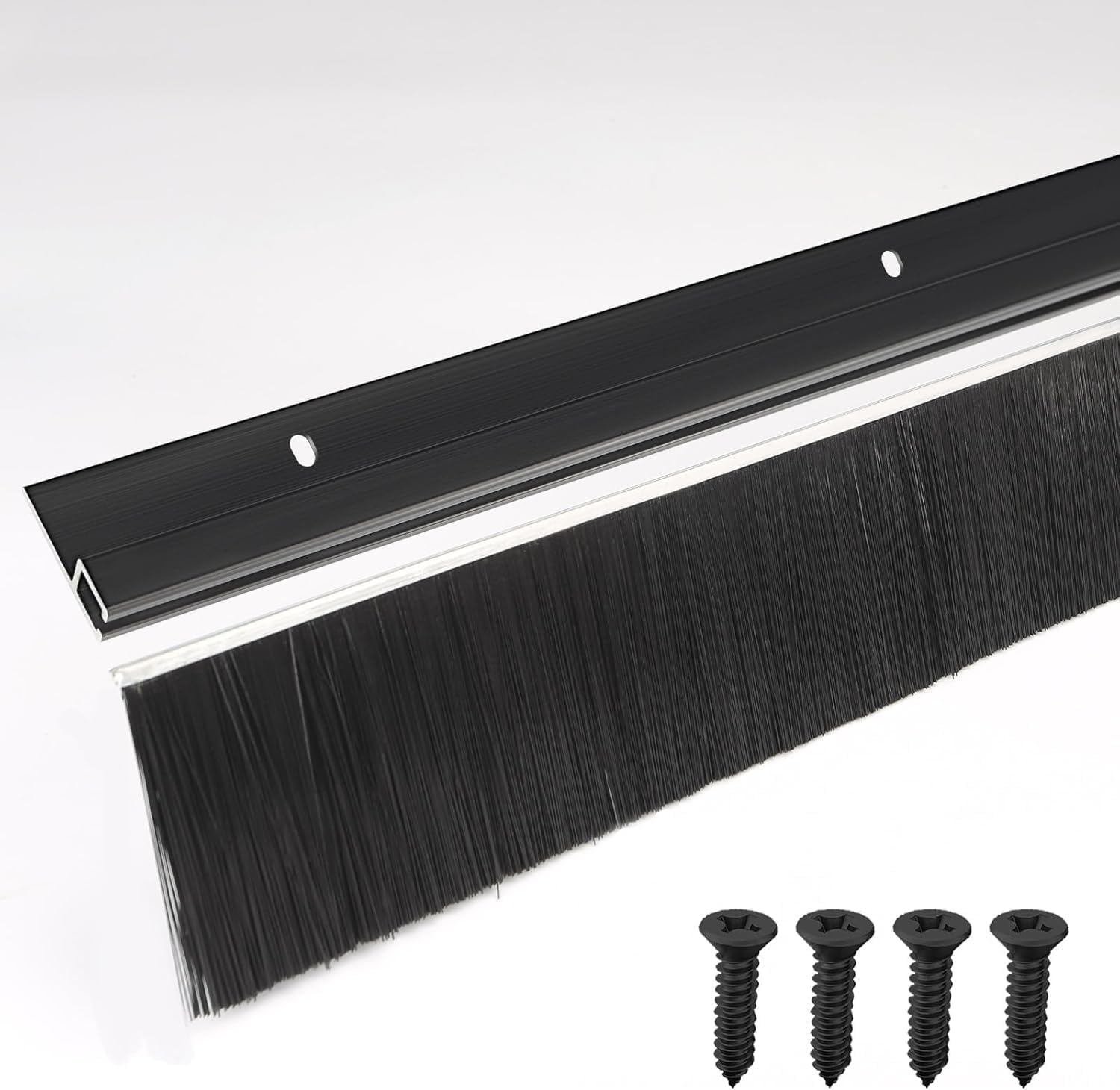 Lot de 3 – Joint de porte à brosse Retsun 61 mm x 880 mm – Aluminium anodisé avec fibres PP haute densité, finition noire – Anti-courant d’air, anti-insectes et anti-poussière（Black1.5，3）
