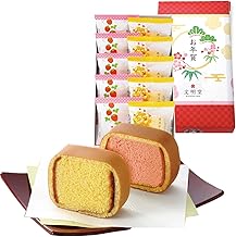 Bunmeido Red and White Castella Rolls, Pack of 10 (5 Strawberries, 5 x Honey), Comes with a Bag for New Year, New Year, New Year's Day, New Year's Day, Confectionery, Western Sweets, Present,