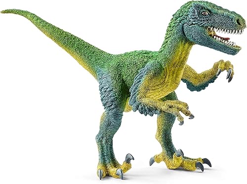 Schleich Dinosaurios - Figura realista de Velociraptor con mandíbula móvil - Figura detallada de dinosaurio prehistórico del Jurásico y juguete