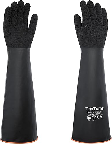 ThxToms Guantes de goma resistentes, versátiles guantes de látex resistentes a productos químicos, mejorados con diseño antideslizante, suaves y