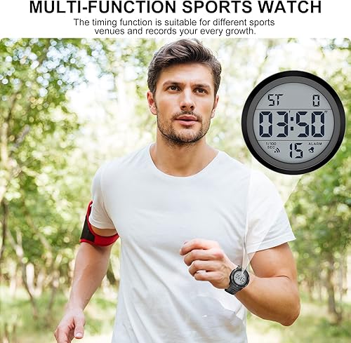 Miniatura 8 de GOLDEN HOUR Relojes deportivos digitales impermeables para hombre, pantalla ancha, fácil lectura, estilo militar con correa de goma