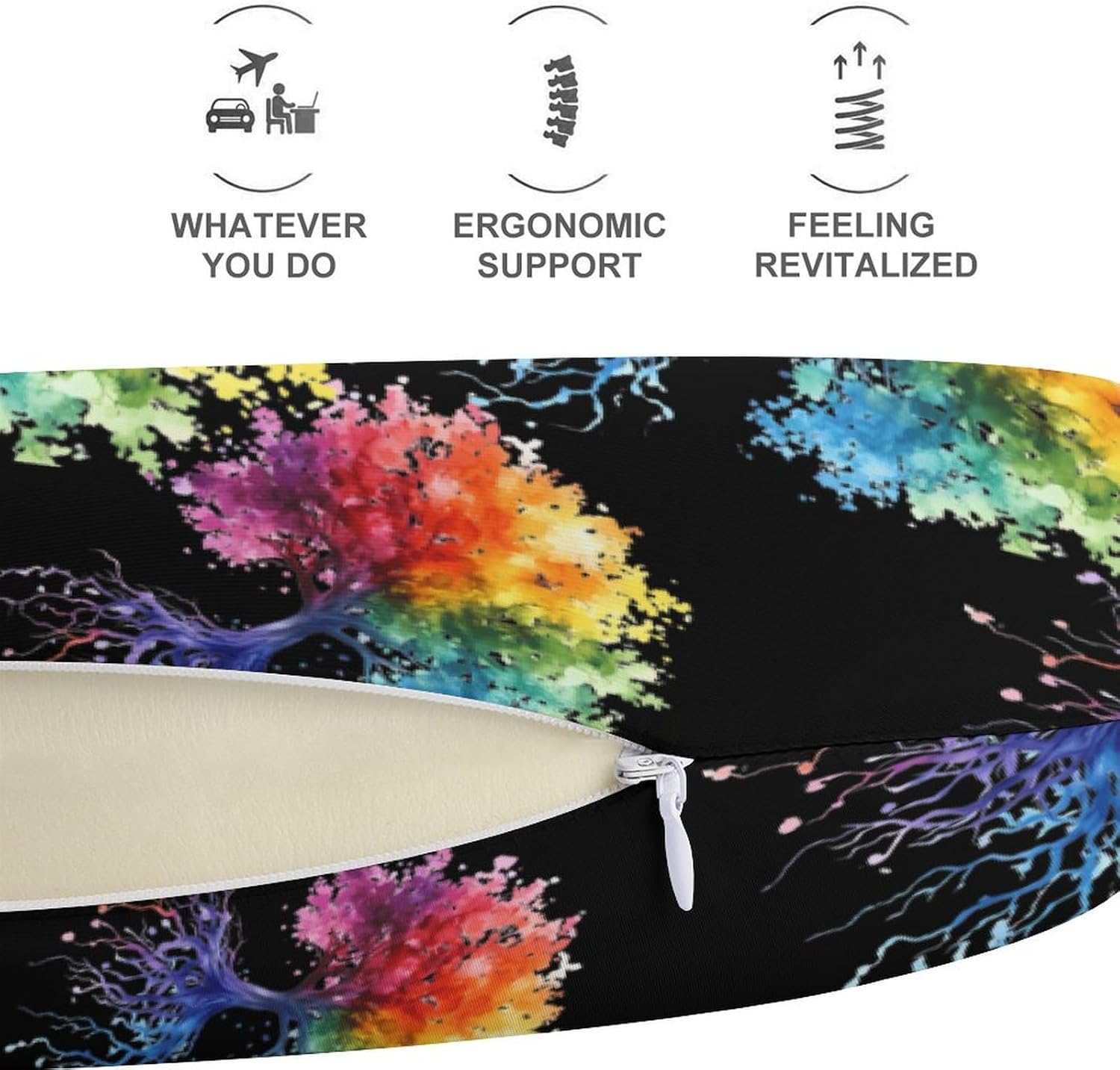 Watercolor Tree Colorful Memory Foam Pillows U Shaped Travel Neck Pillow