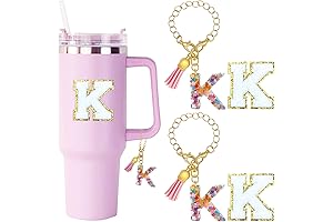 Letter Pink Heart Accessories for Stanley Cup, 2 PCS Initial Chain with...