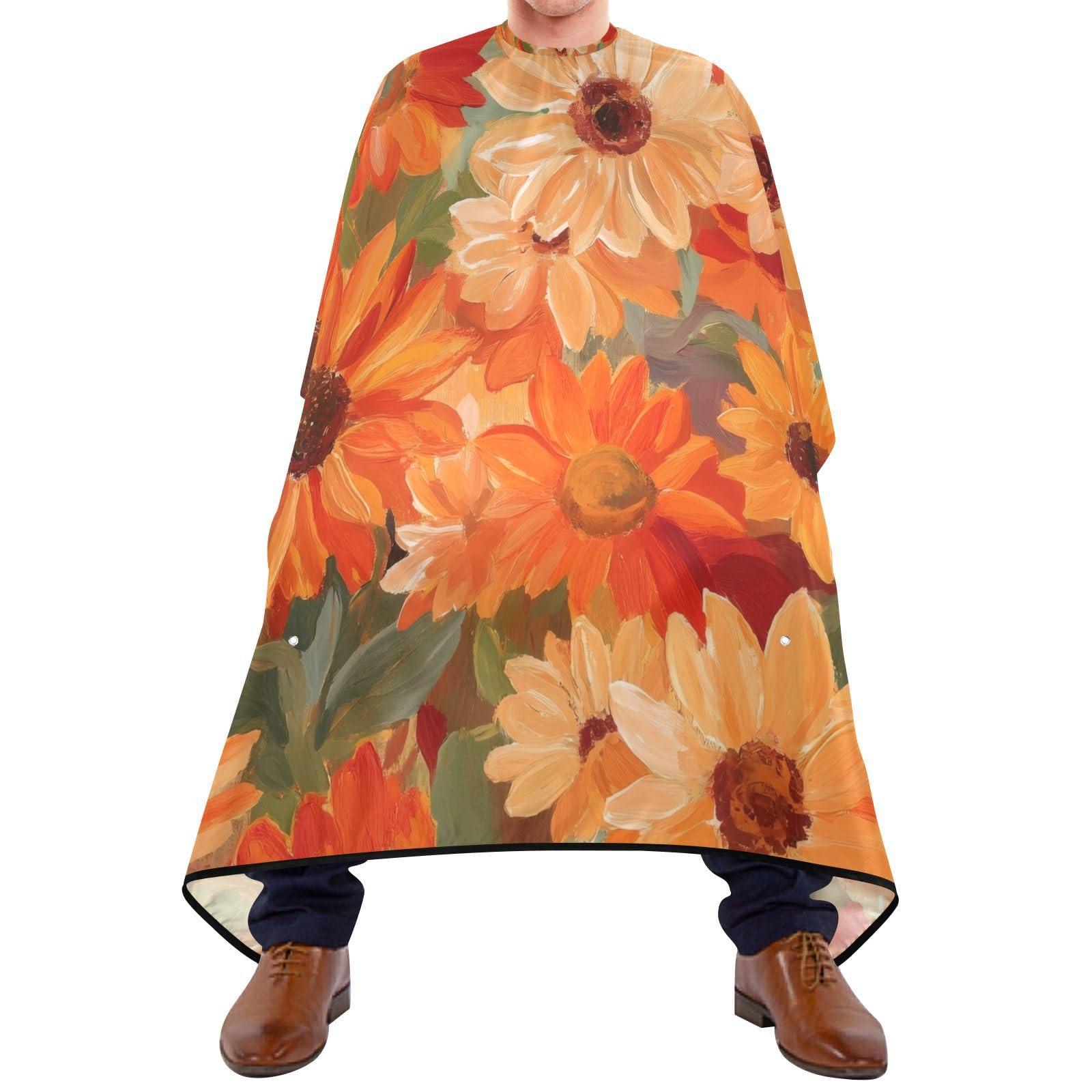 Hezely Bright Chrysanthemum Flowers Hair Dye Cape, Barber Cape for Adults,Waterproof Salon Cape,Waterproof Hairdressing Styling Hair Cutting, 65
