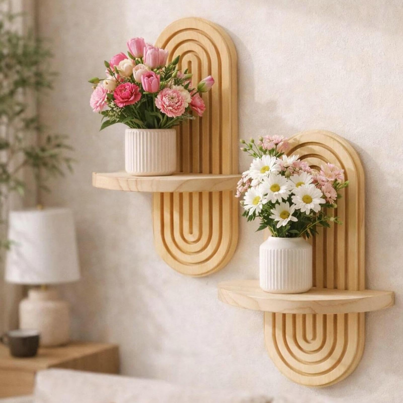 Boho Półki Ścienne Rustykalna Łukowata Dekoracja Zestaw 2 Sztuki Z Litego