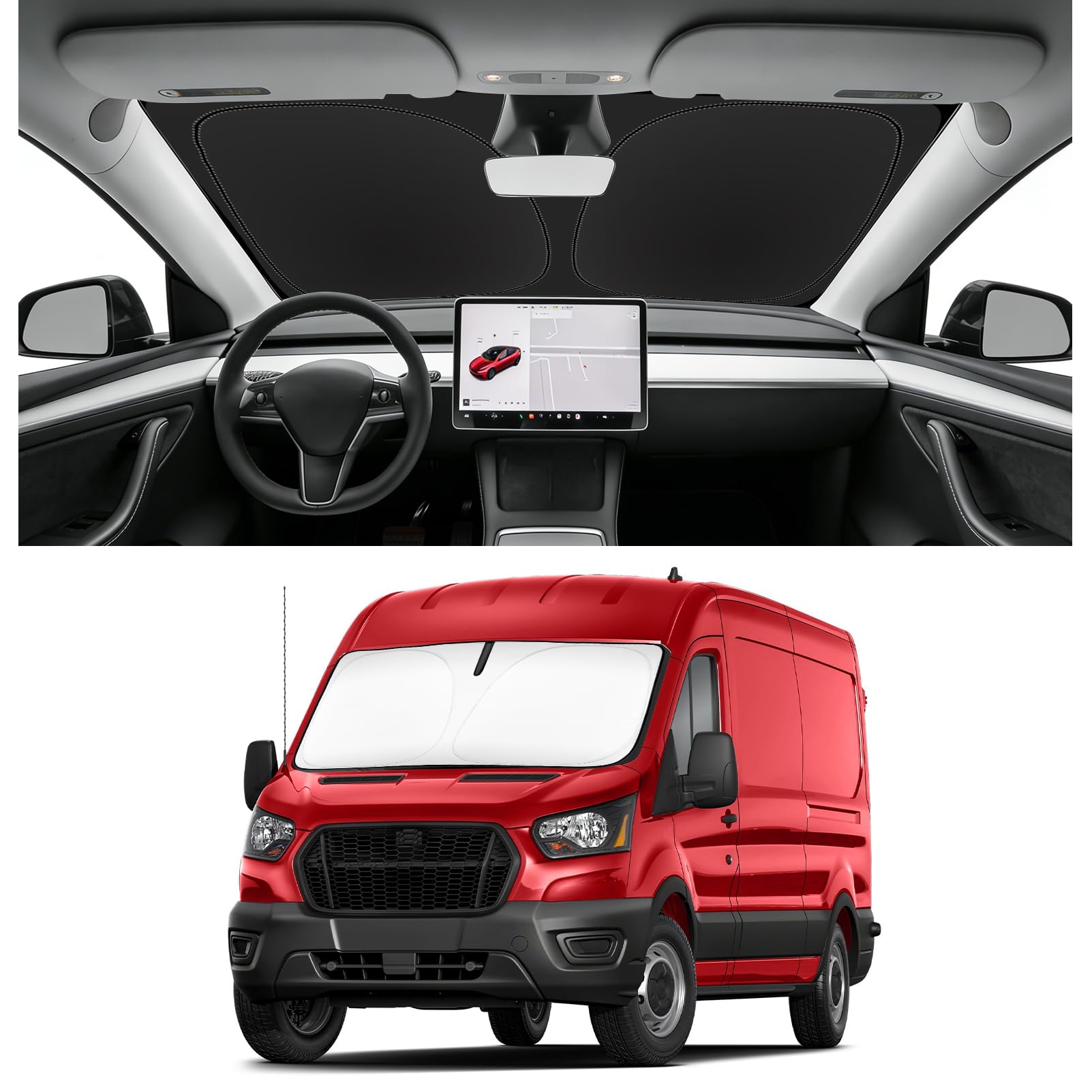 Custom Fit Windshield Sun Shade for Ford Transit 2015-2026 2027
