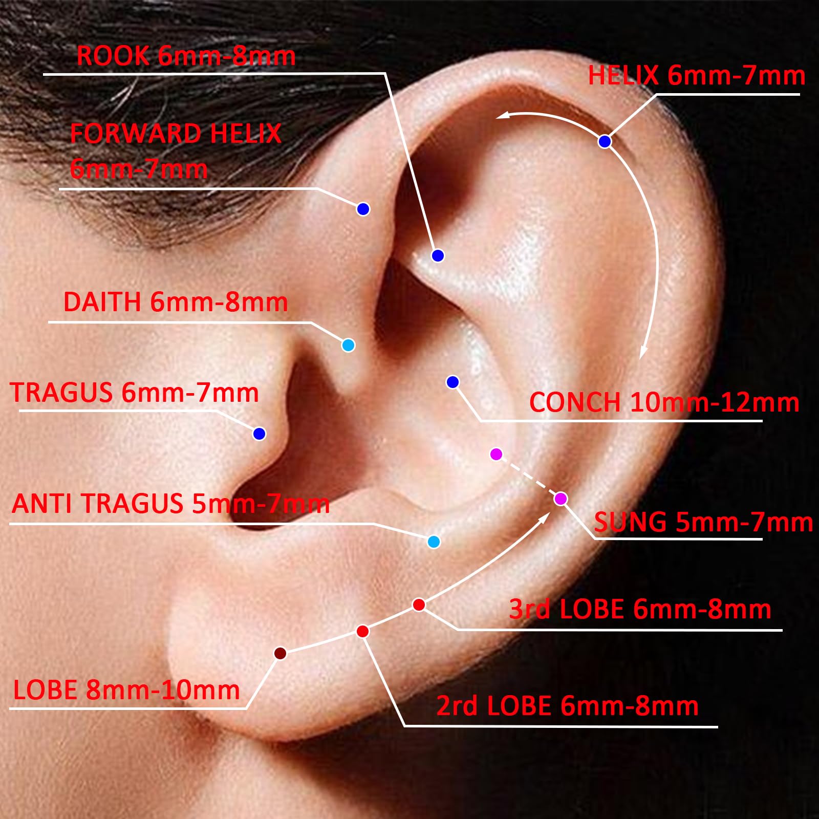 G23 Titanio Piercing Nariz Aro Negro Cartílago Oreja Delgado Pequeño Septum Helix Concha Anillos de Piercing Tragus 18G 20G Espesor 6MM/8MM/10MM Oro Plata 3 Piezas Nostril Piercing joyería