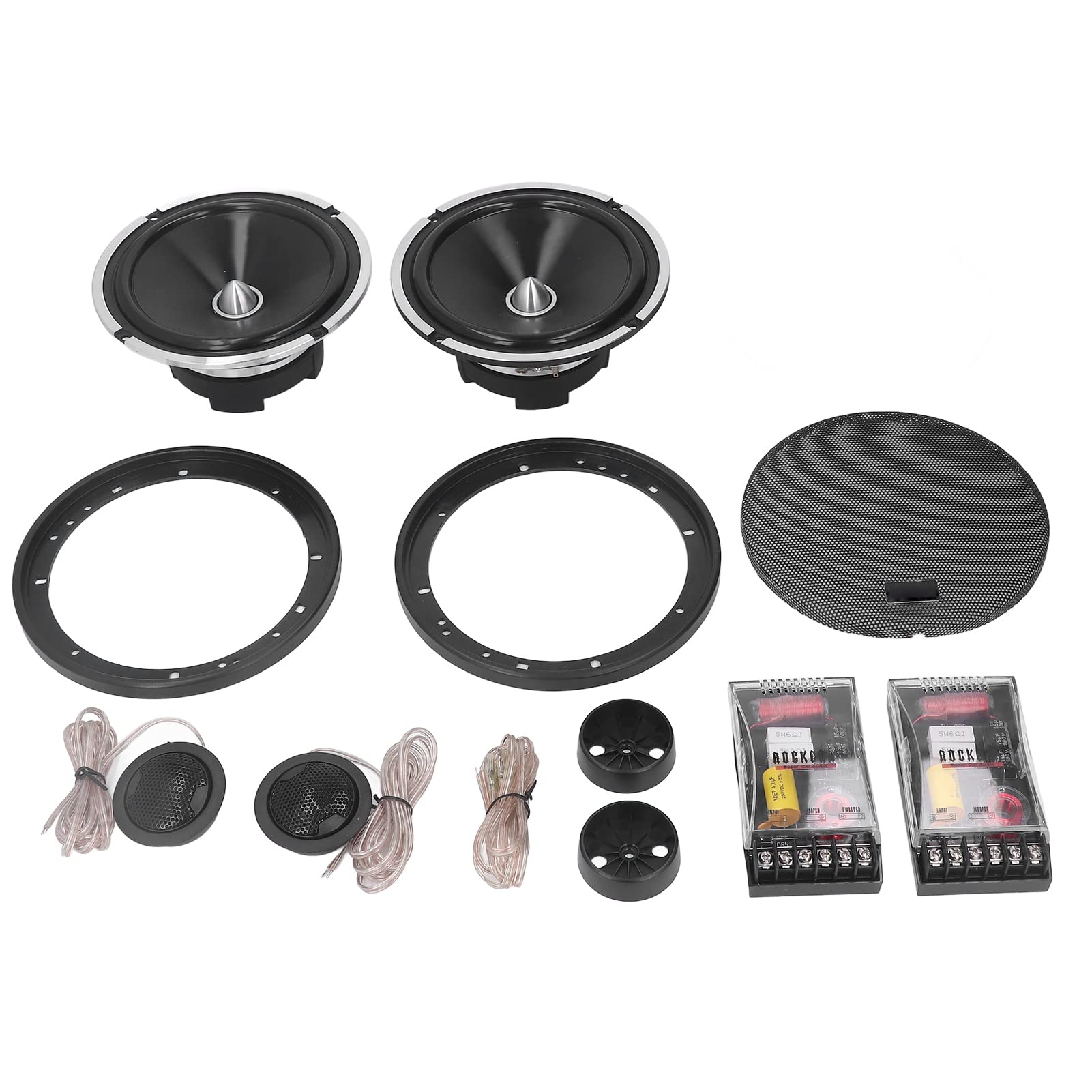 Car Speaker, 6.5 Inch 2-Way Component Door Speakers Car Audio Loudspeaker Set 91dB Sensitivity for Automotive Sound System