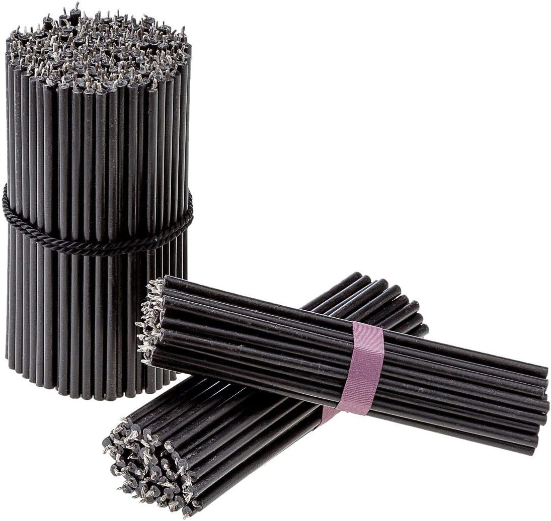 Danilovo Thin Taper Beeswax Candles - Honey-Scented, Decorative Candles Ideal for Birthday Decoration or Church Prayers - Black Drip Free, Tall & Smokeless Pack of 150 pcs, 8.1 x 0.26 inch