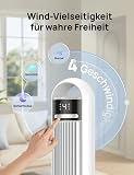 DREO Quiet Tower Fan for Bedroom& Home, 25ft/s Powerful Airflow, 29ft Coverage, 1-8H Timer, 4 Speeds, 3 Modes, 28dB Bladeless Fan with Remote Control, 90° Oscillating Cooling Fan, LED Display - 6