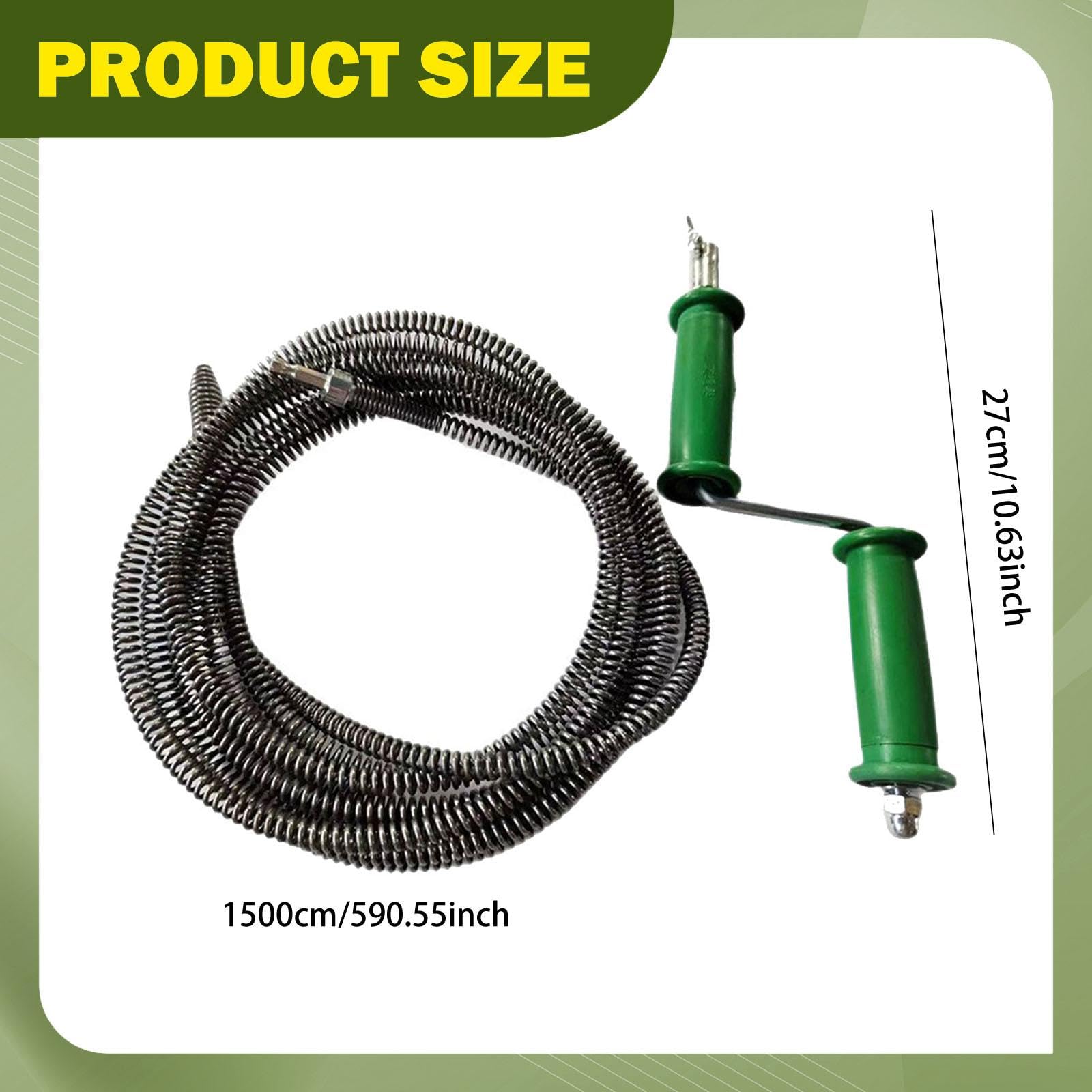 Cable de Drenaje Flexible Herramienta para Desatascar Tuberías Limpiador de Desagüe con Cable de Acero de Manganeso y Robusta Adecuado para, Muelle de 15 M