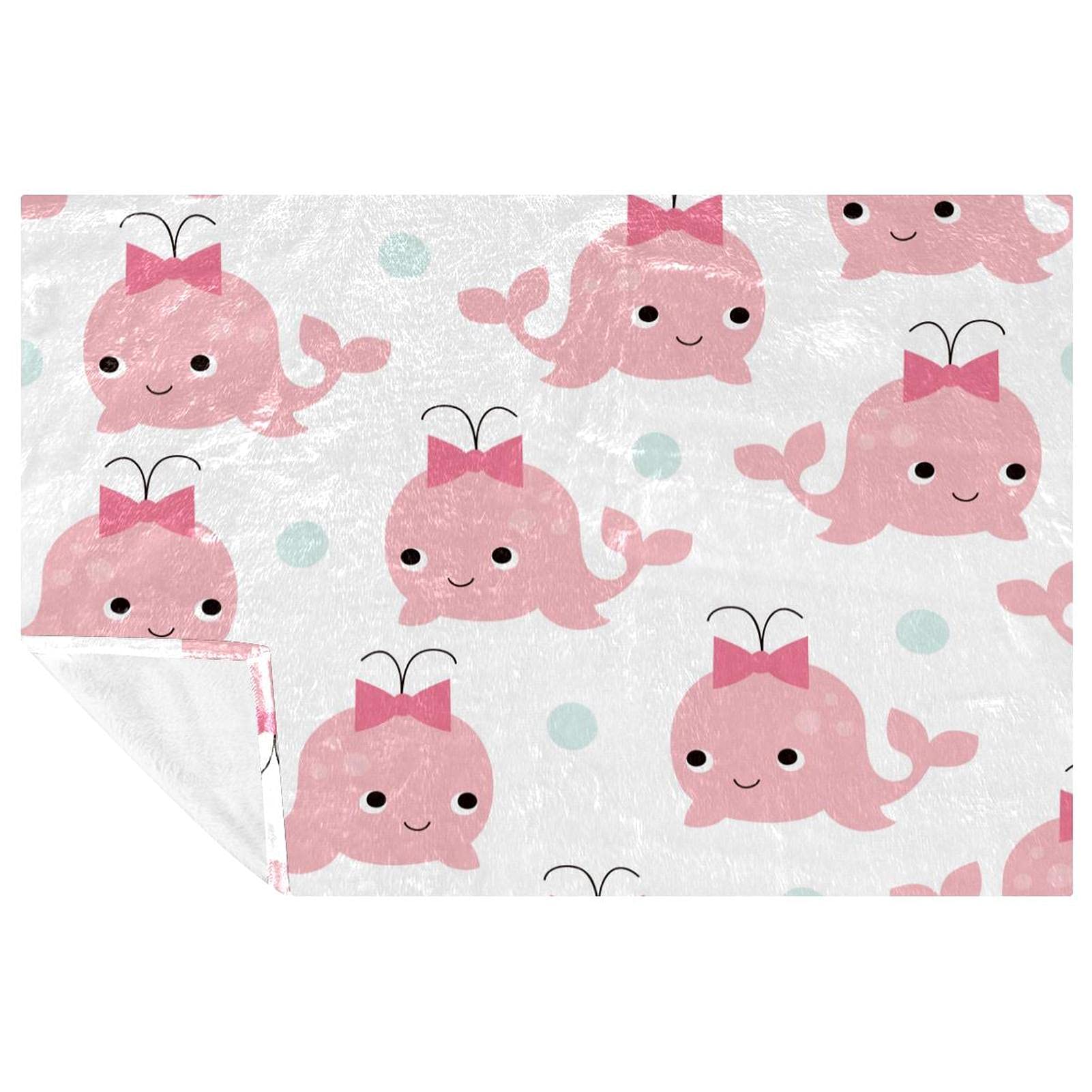 Couverture douce baleine 150x100 cm en polaire chaude pour lit et canapé