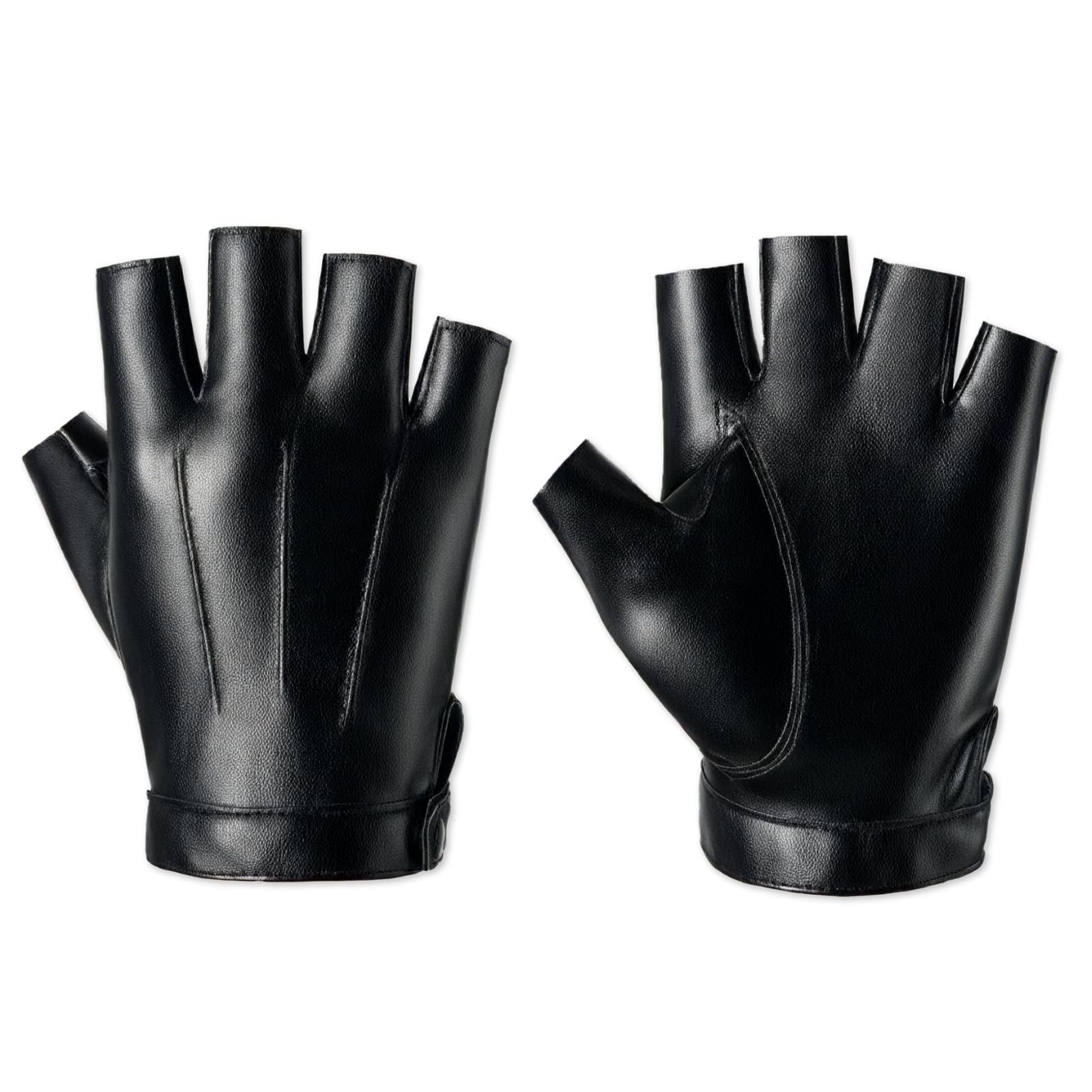 LUFFLOK Fingerlose Handschuhe PU Kunstleder Fingerlose Handschuhe