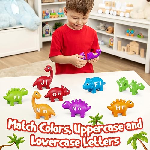 Miniatura 3 de Juguetes de aprendizaje del alfabeto, juguetes de dinosaurio para niños, aprendizaje ABC para niños pequeños, juego de letras a juego, clasificación