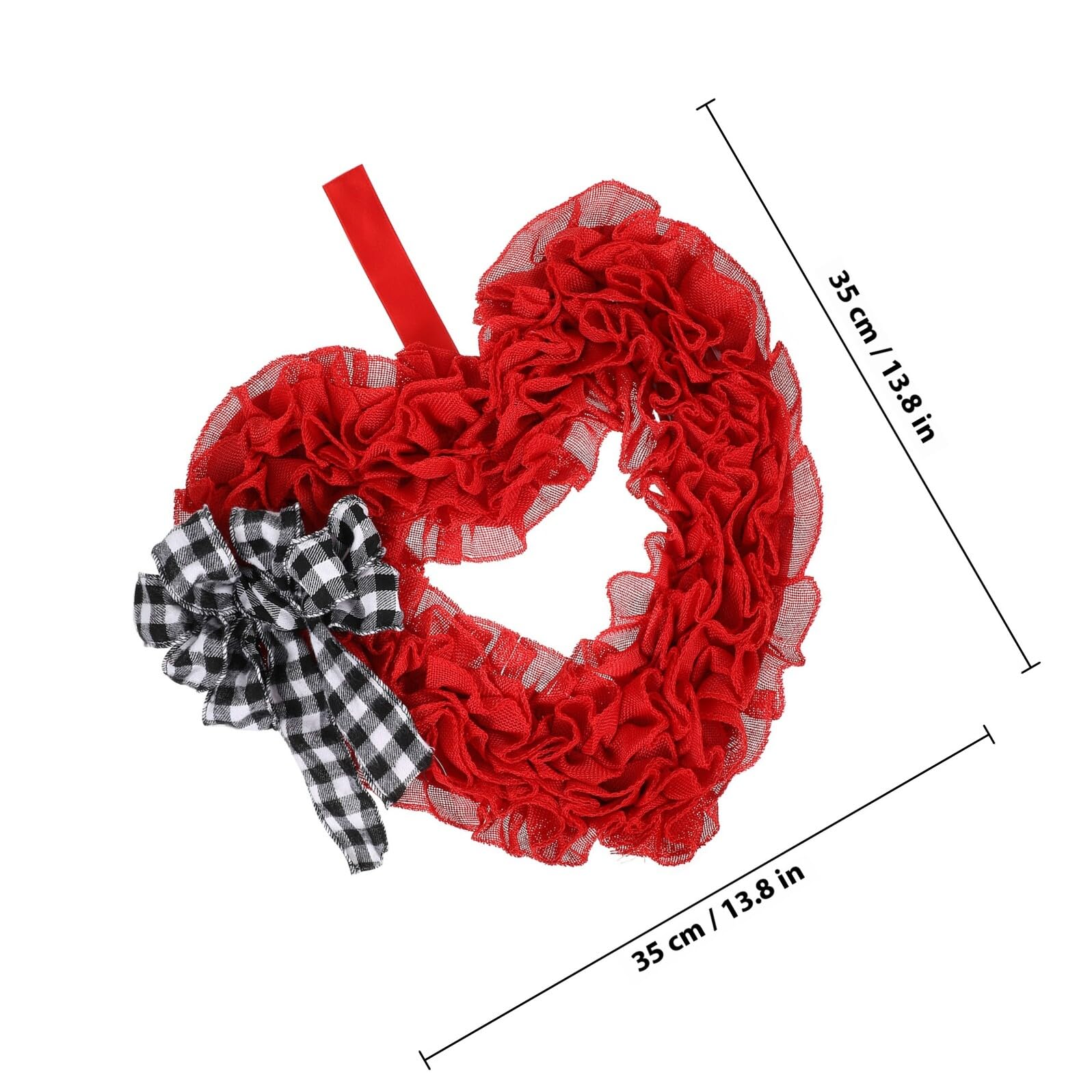 Guirnalda Colgante de Corazón de Tela para Puerta de Entrada, Decoración de San Valentín, Boda y Compromiso, Diámetro 35 Cm, Adorno Romántico para Hogar y Eventos