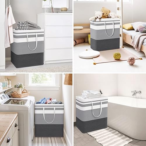 Miniatura 4 de WISELIFE Paquete de 2 cestas de lavandería plegables grandes de 100 litros con asas de fácil transporte cesta de almacenamiento impermeable