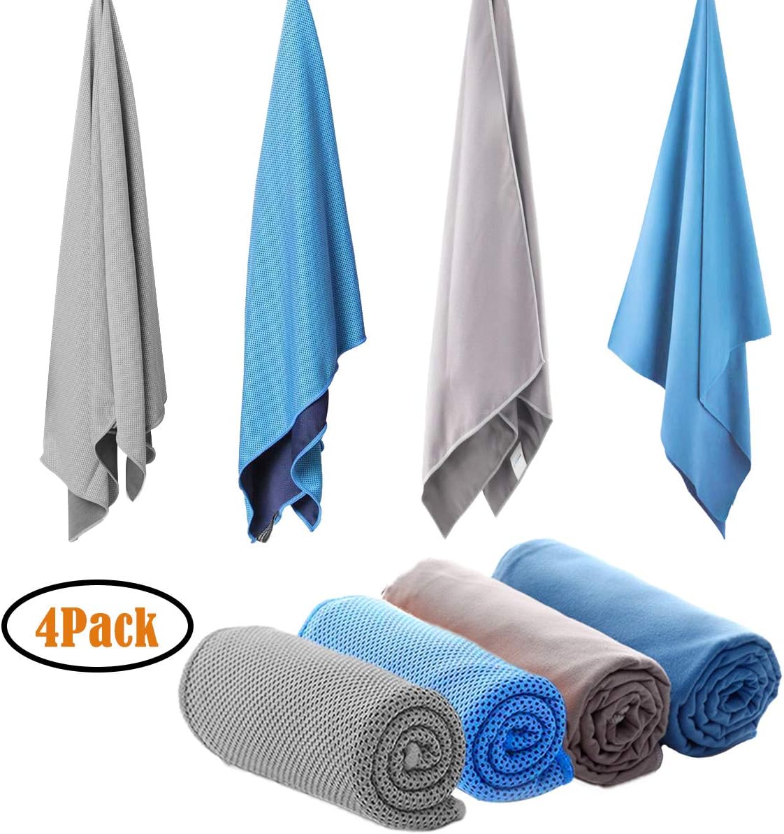 Sukeen Cooling Towel,Ice Towel for Instant Cooling Relief,Chilly Cooling Towels for Neck,Quick Dry Microfiber Towel for Workout,Gym,Camping, Sports,Yoga [1-4 Pack] (40"X12")