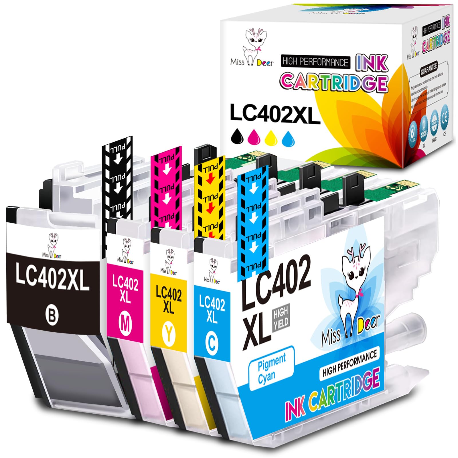 Miss Deer LC402XL High Yield Ink Cartridges, Compatible Replacement Ink for Brother LC402XL LC402,Work for Brother MFC-J5340DW MFC-J6540DW MFC-J6940DW