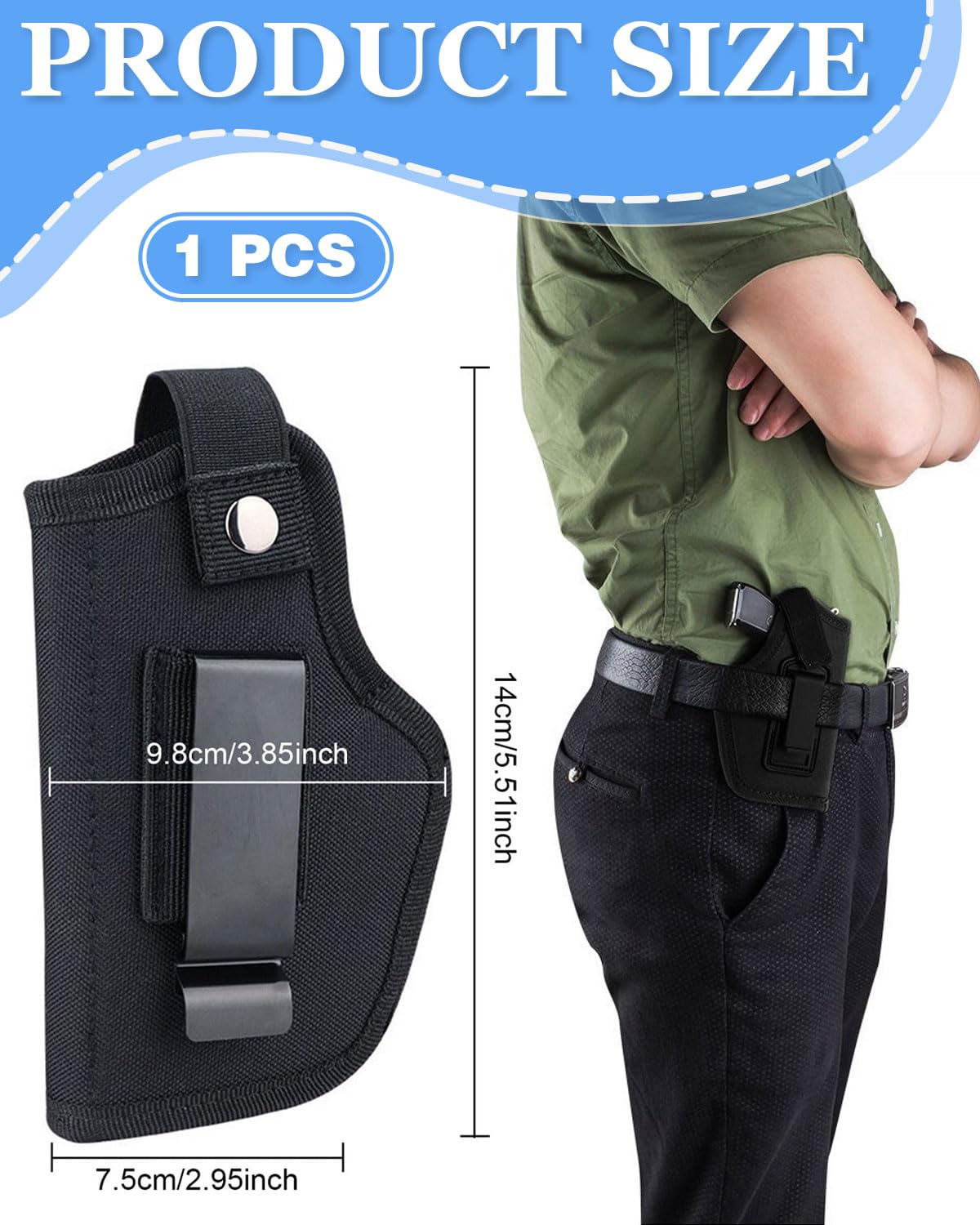 1Pcs Funda Interior Compact, Funda Pistola,Fundas de Armas de Caza Universal, Cinturon tactico,Oculta al Aire Libre Compatible con La Mayoría de Pistolas