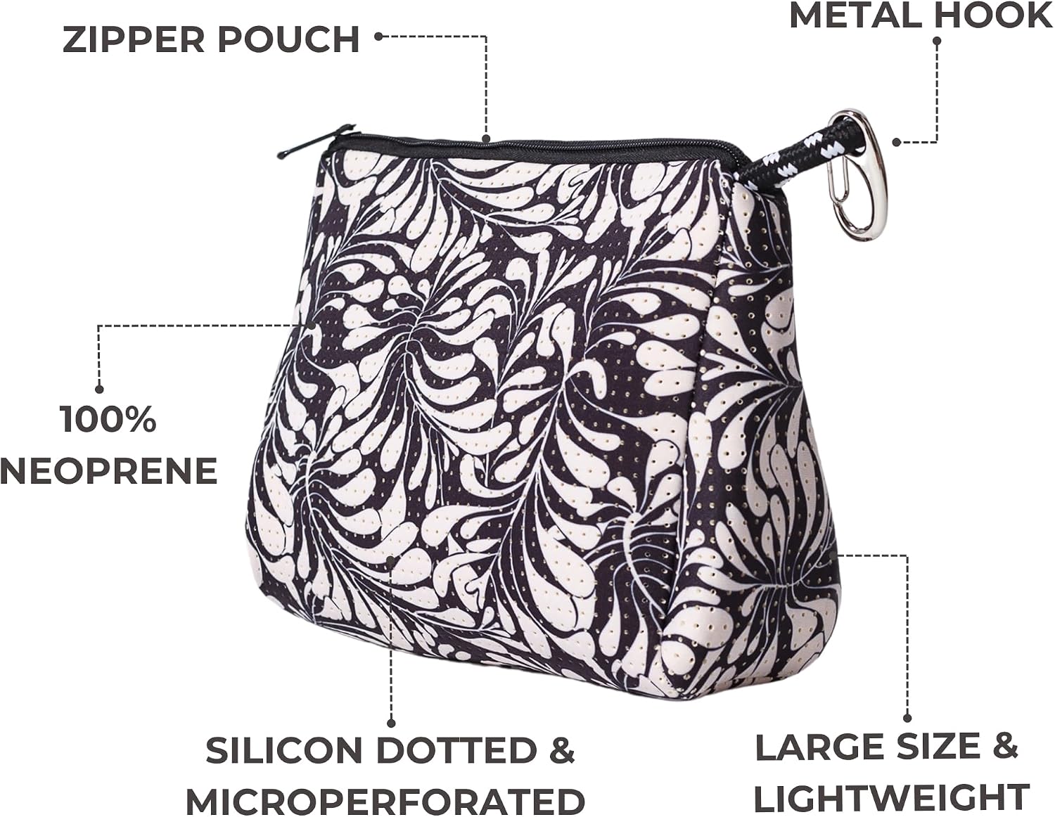 POPUPS Large Makeup Bag with Zipper - Waterproof Neoprene Cosmetic Bag 7.7 x 10.75 x 5 inches
