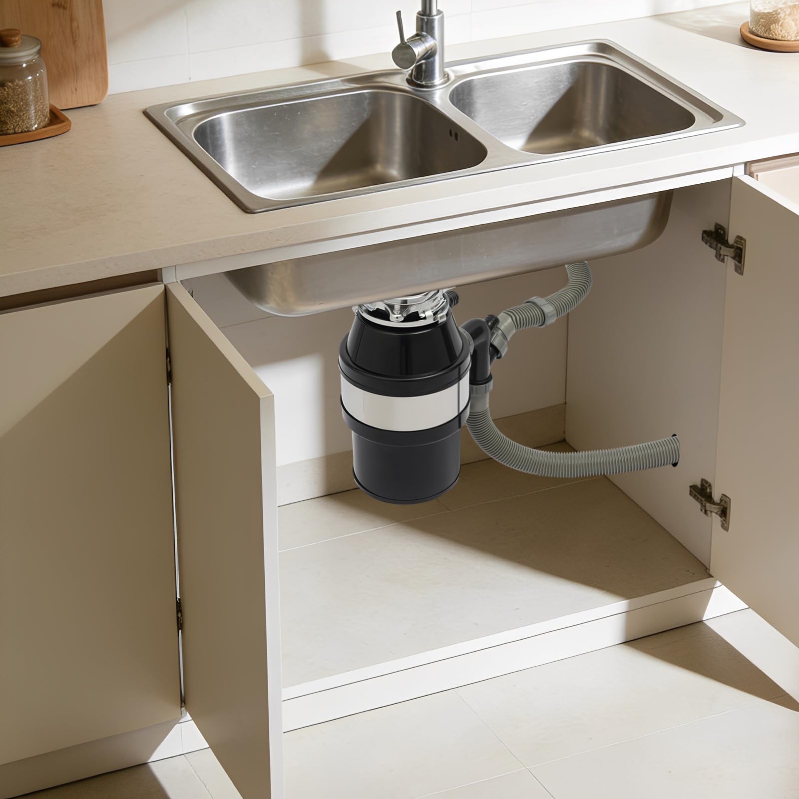 Tritatutto per rifiuti da cucina, 560 W, 1,2 l, 220 V, 1800 – 3400 giri/min, per rifiuti alimentari, per la cucina, per la casa, colore: nero