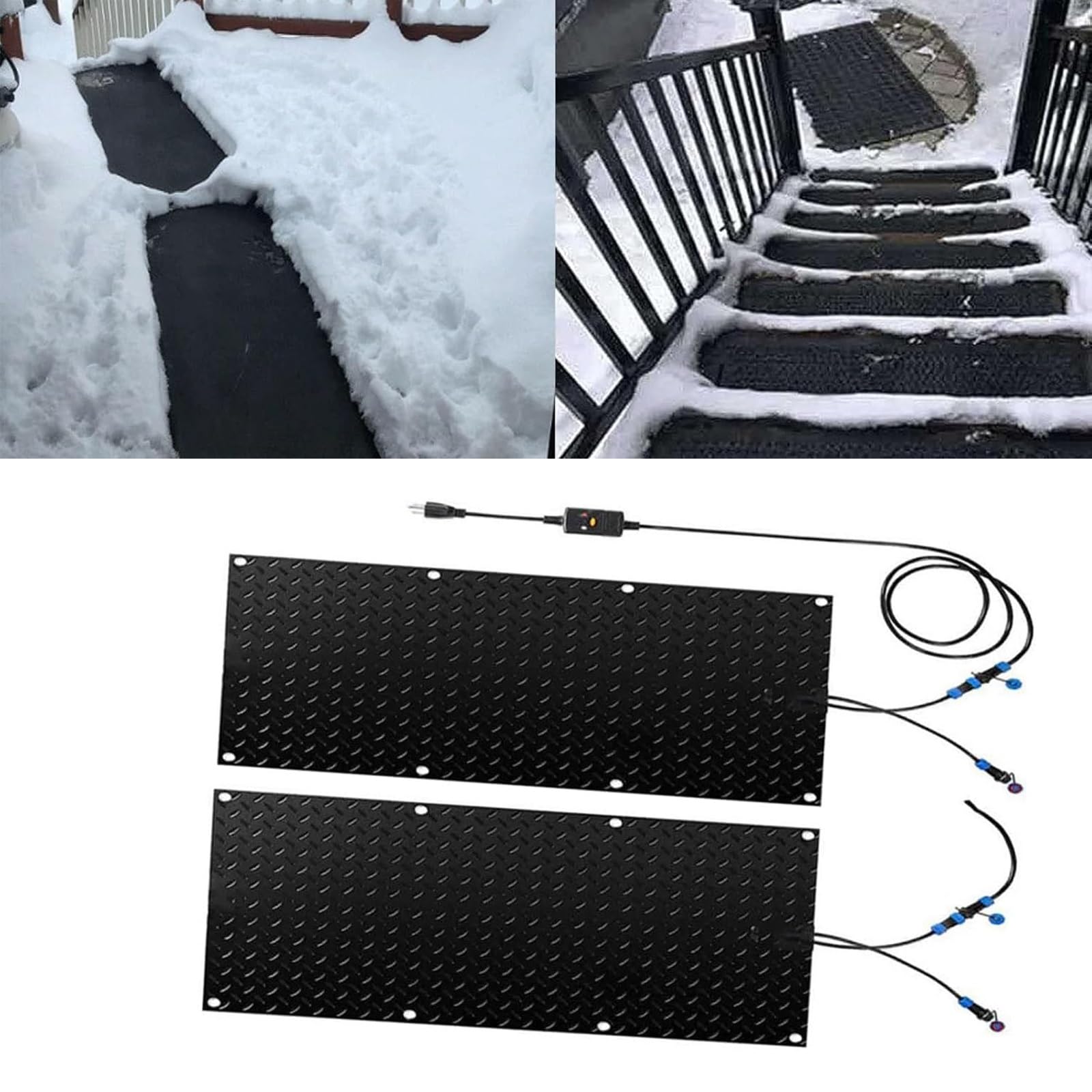 Maty do topienia śniegu na chodniki zewnętrzne – antypoślizgowe maty gumowe do odśnieżania zimą – opakowanie 3 szt. (10 x 48 cali)(40x160cmx2Pcs)