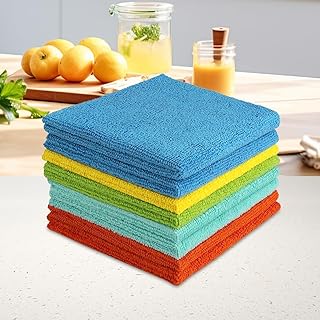 8 Pack Microfiber Cleaning Cloths, 12x12 Inch Multi-Purpose Dusting, Drying, and Cleaning Towels for Home, Kitchen, Car, Windows - Soft, Lint-Free, Streak-Free