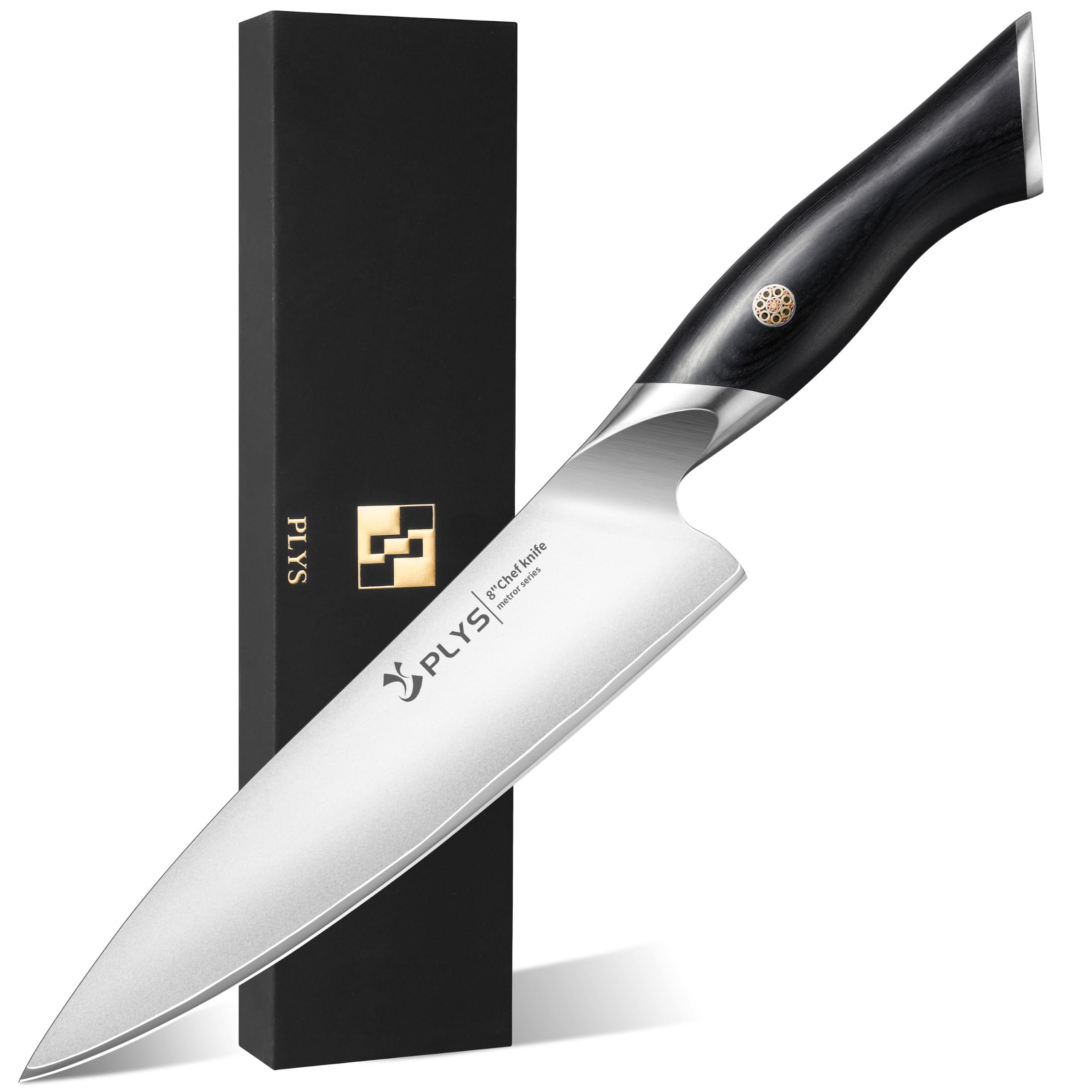 Coltelli da Cucina Affilato: Lama da 20 Cm, Coltello da Chef Professionale, Acciaio Inossidabile 10Cr15MoV, Coltello Multiuso, Manico Ergonomico Pakka, Ideale Come Regalo