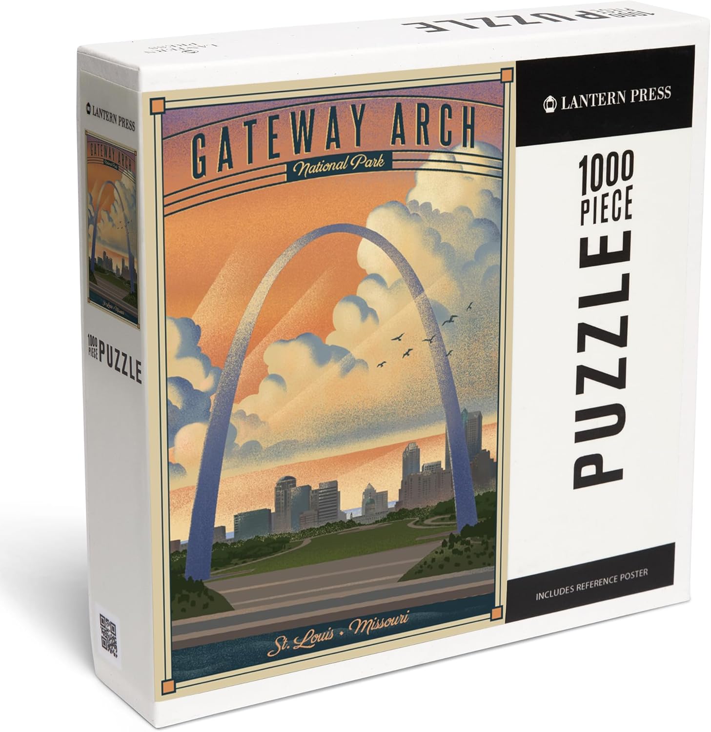 "Lantern Press Gateway Arch National Park, Missouri, Lithograph National Park Series, 1000 Piece Jigsaw Puzzle for Adults, Made in USA with Reference Poster"