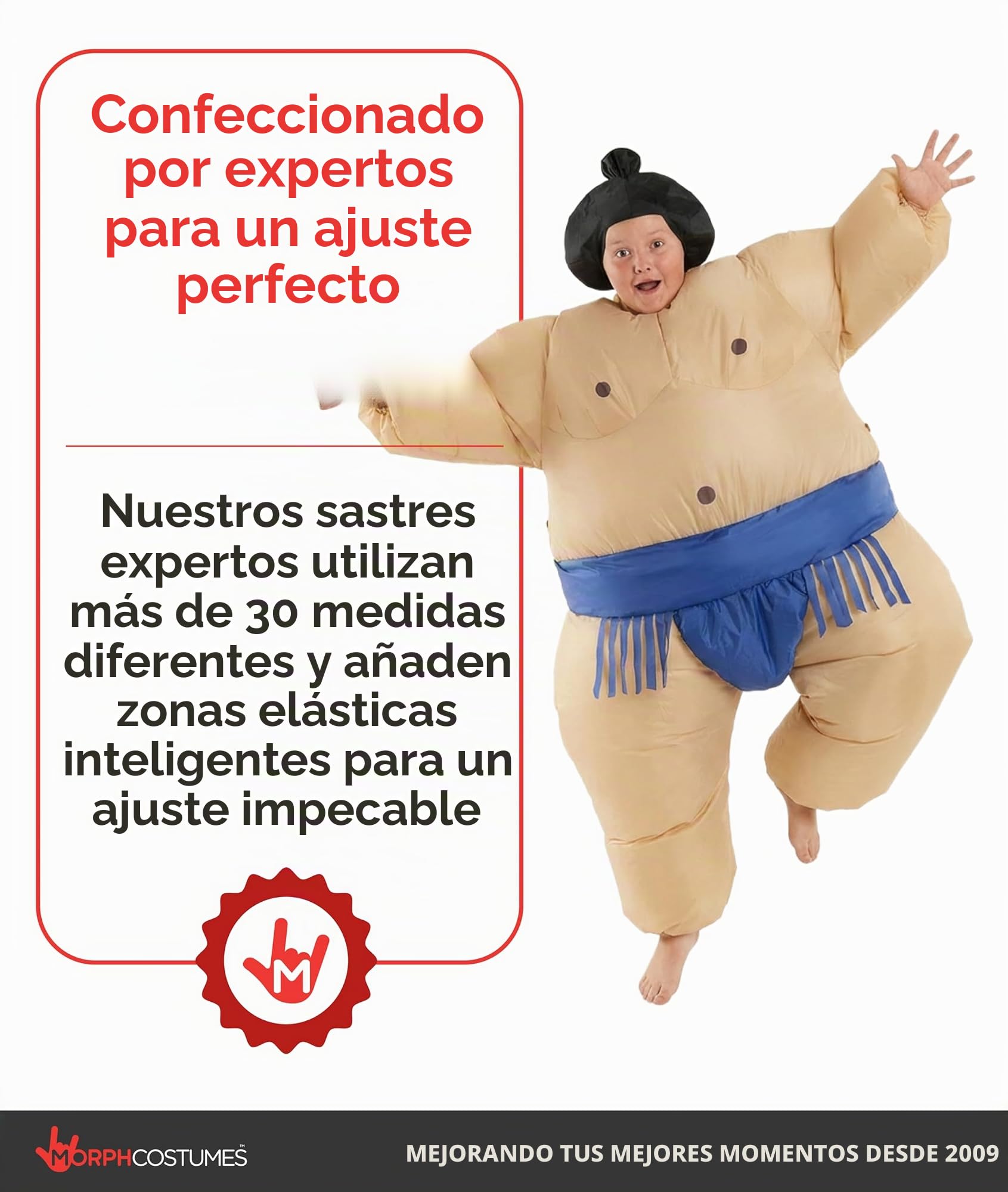 Morph Disfraz Sumo Hinchable Niño y Niña, Luchador Sumo, Disfraces para Carnaval y Halloween