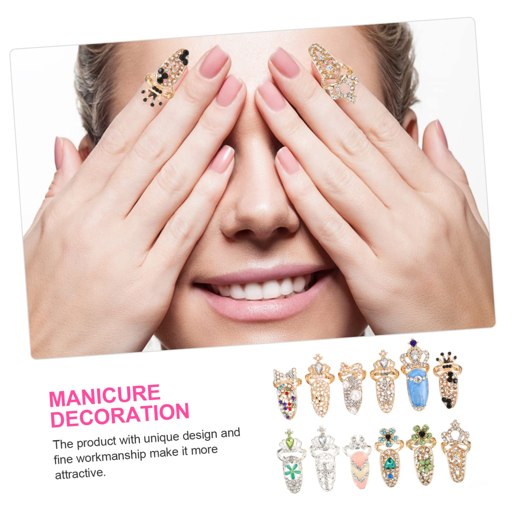 Healeved 36pezzi Anelli Per Unghie Manicure Decorazioni Fashion Accessori Per Unghie Artistiche Per Adulti e Design Elegante e Facile Da Indossare