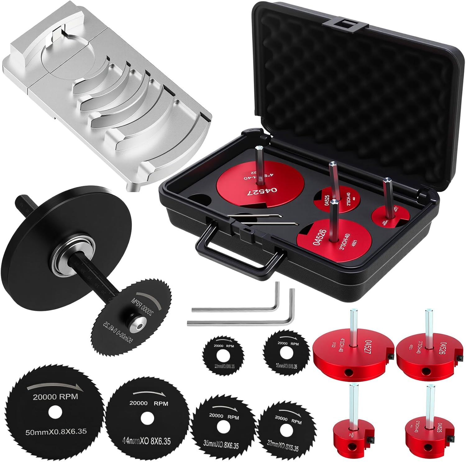 Blulu 11 Piece PVC Pipe Reamer Kit for 1/2" Drill, 1.5", 2", 3", 4" Reamer, Plumbing Tool Inside Pipe Cutter with Scale and 6 Blades, Chamfer Deburring Tool for PVC, Cpvc, ABS Fittings