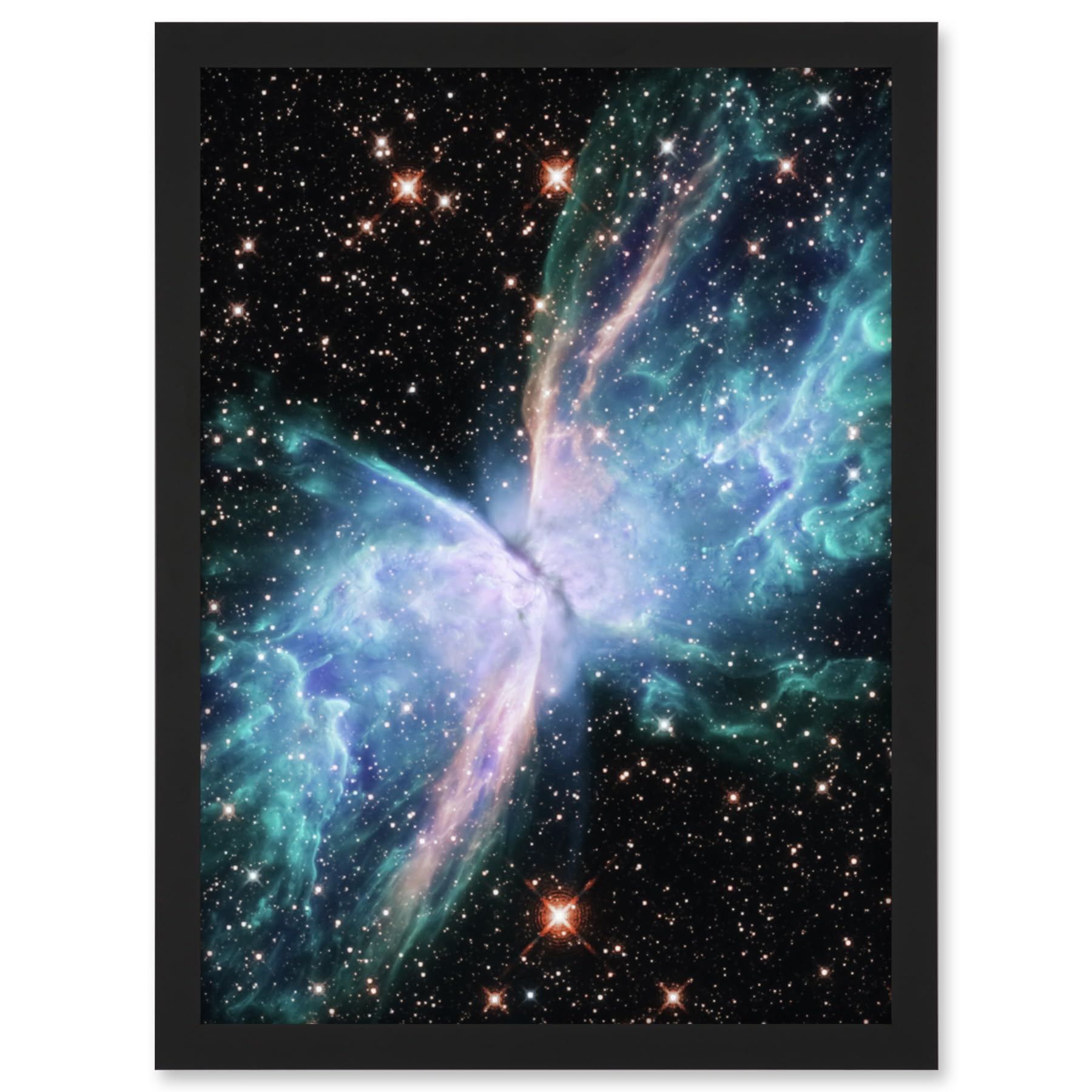 Artery8 Hubble Space Telescope Image NGC 6302 The Butterfly Nebula Luminous Blue Bipolar Planetary Galaxy Wings Of Gas Artwork Framed A3 Wall Art Print