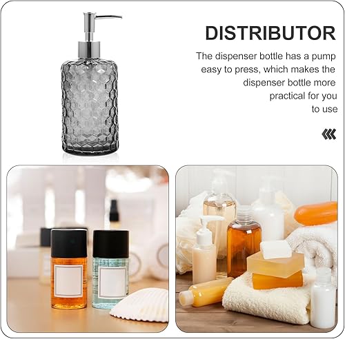 Miniatura 4 de Glass Shampoo Dispenser with Easy-Press Pump Hand Soap Bottle for Bathroom Kitchen Large Capacity Refillable Liquid Soap Pump Container with Gray