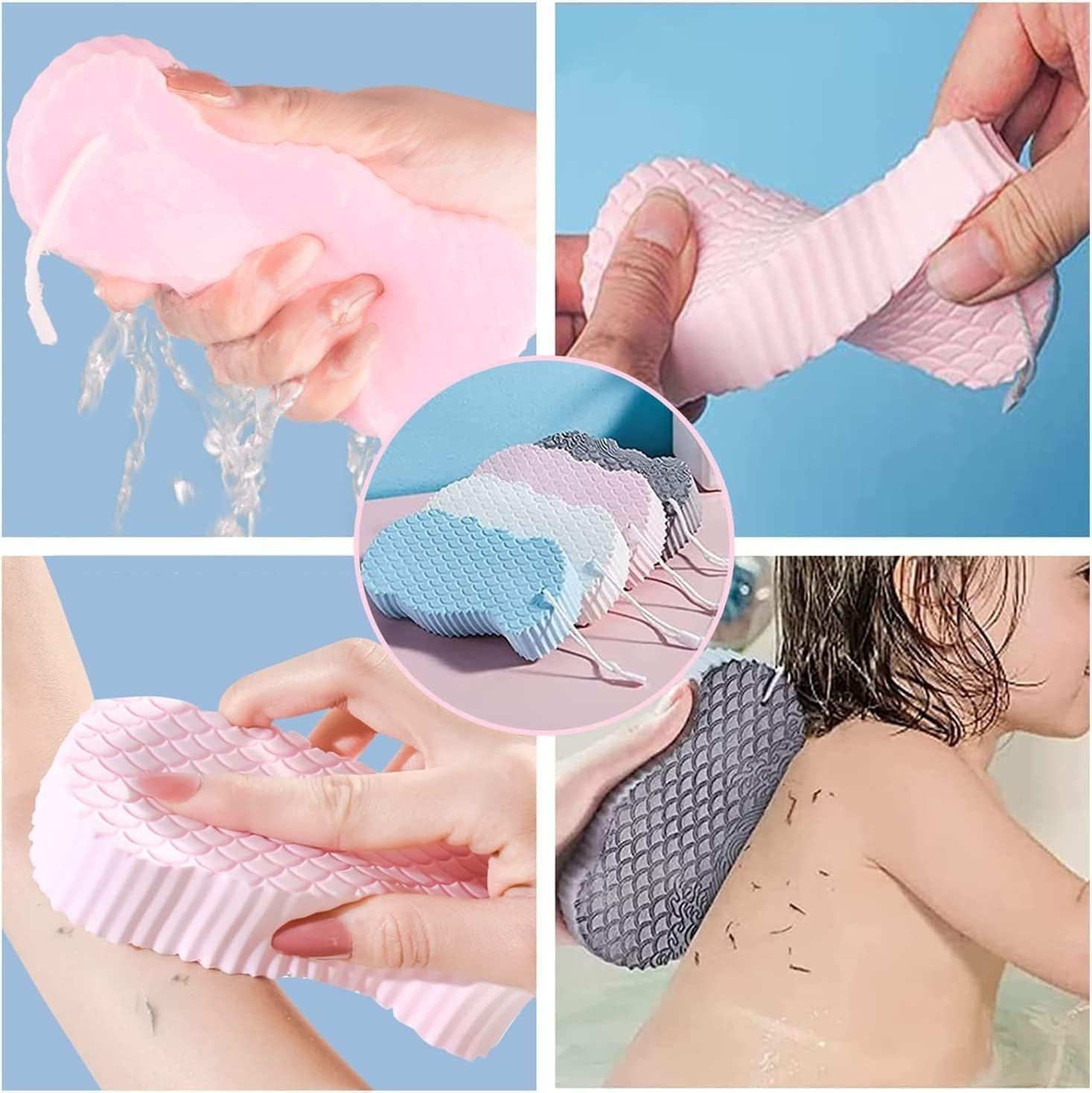 TARTAMYA Ultra Soft Bath Body Shower Sponge, Magic Bath Sponge Dead Skin Remover, Super Soft Exfoliating Bath Sponge Painless Scrub Sponge for Adults Children and Pregnant Women (multi colors) 2