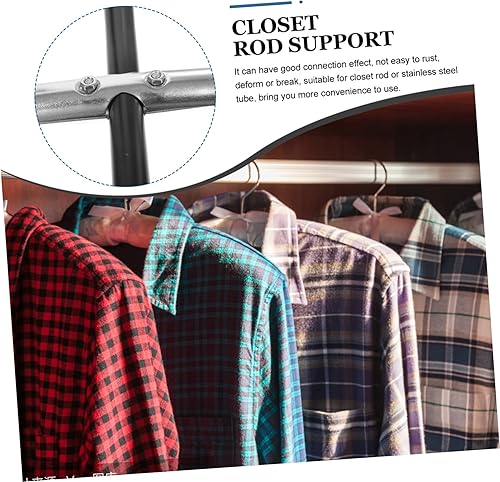 Miniatura 7 de HOMSFOU 8 Sets Closet Rod Bracket Stainless Steel Shelves Socket Curtains Rods Repisas Connector Fitting for Closet Rod Closet Pole Fittings Jackbox