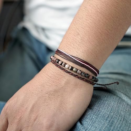 Miniatura 2 de Handmade Natural Stone Beaded Healing Bracelet Gift for Men Adjustable Rope String Bracelet