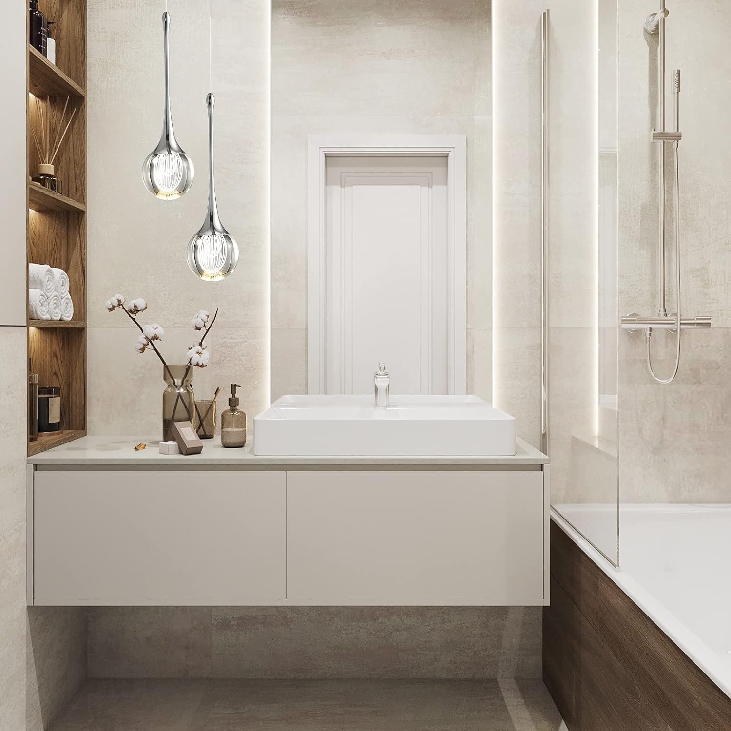 JackLove 1-Light Teardrop Mini Crystal Pendant Light Fixtures,Modern Ceiling Hanging Pendant Lighting for Kitchen Island Bedroom Bar ,450Lm 4000K (Dimmable) - - 