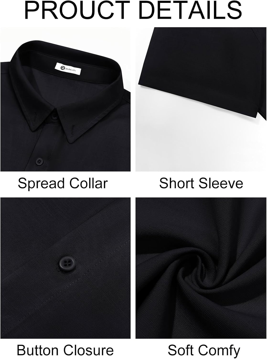 Runcati Mens Button Down Linen Shirts Short Sleeve Casual Collared Summer Beach Untucked Tops - Image 5