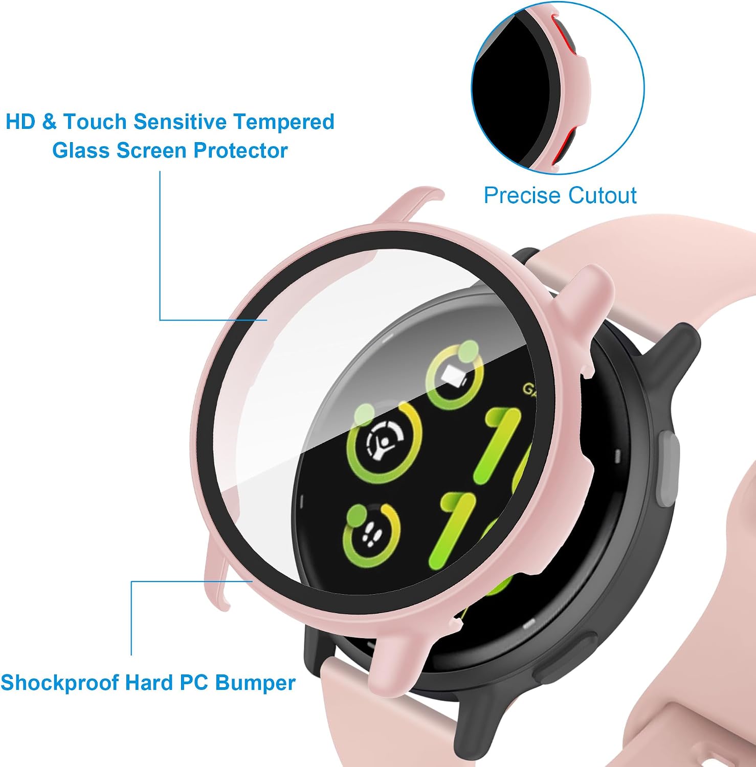 6 Pack Case for Garmin Vivoactive 5 with Tempered Glass Screen Protector, Shockproof Hard PC Bumper Protective Cover Compatible with Garmin Vivoactive 5 image 2