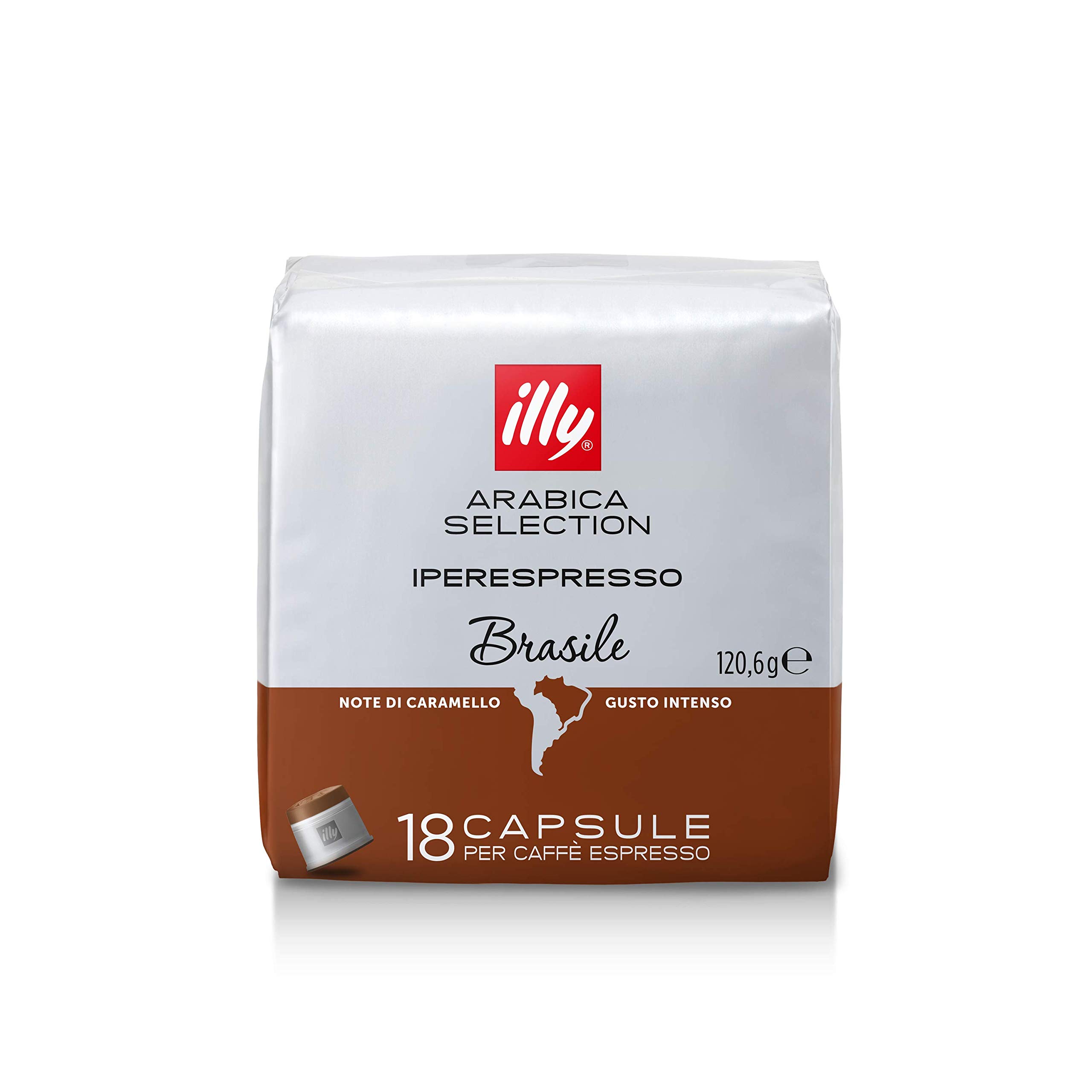 Illy Iperespresso Arábica Brasil Selección con notas de caramelo | Illy 18 cápsulas para café expreso (120,6 gramos)