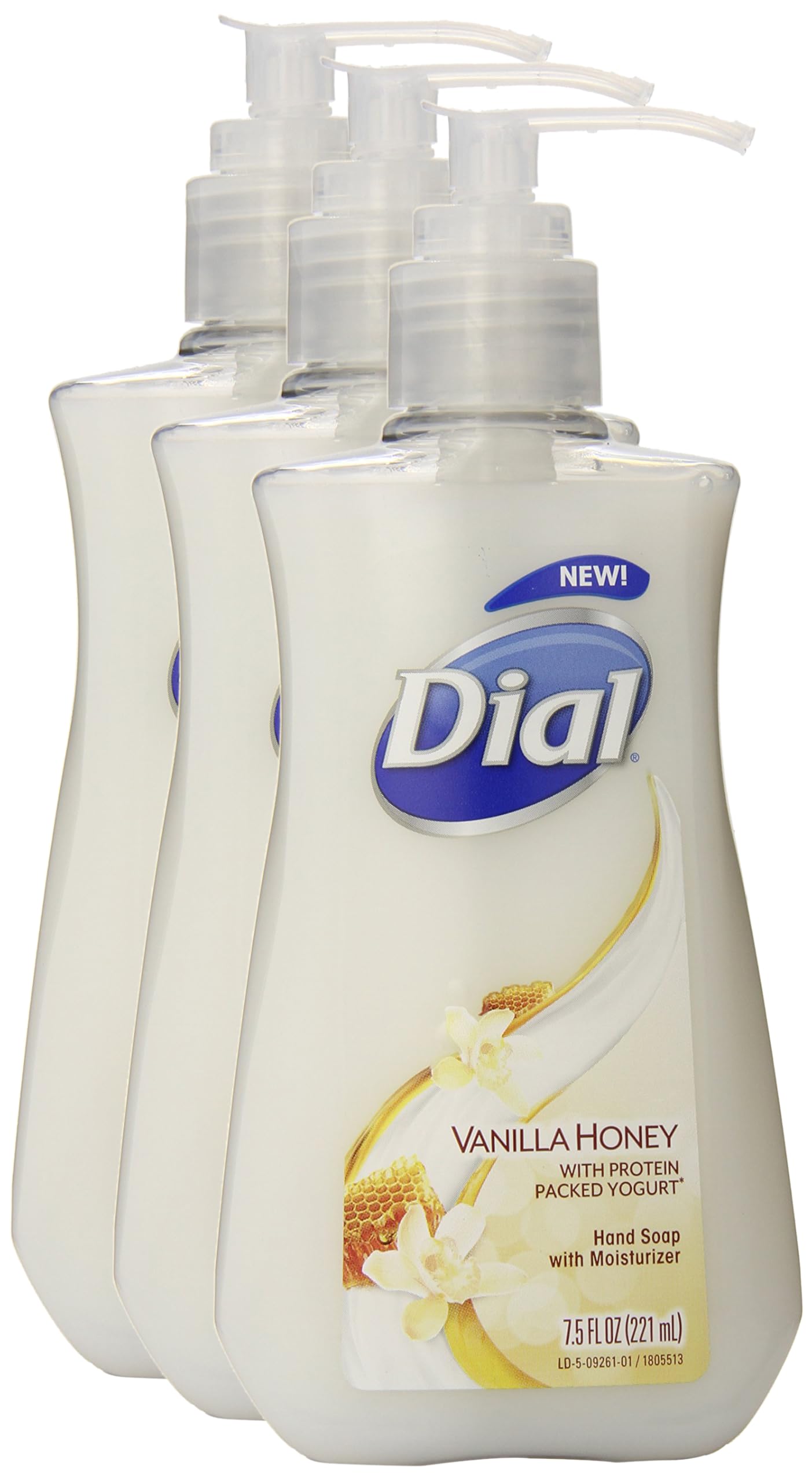 DialLiquid Hand Soap, Vanilla Honey with Protein Packed Yogurt, 7.5 Fluid Ounces (Pack of 3)