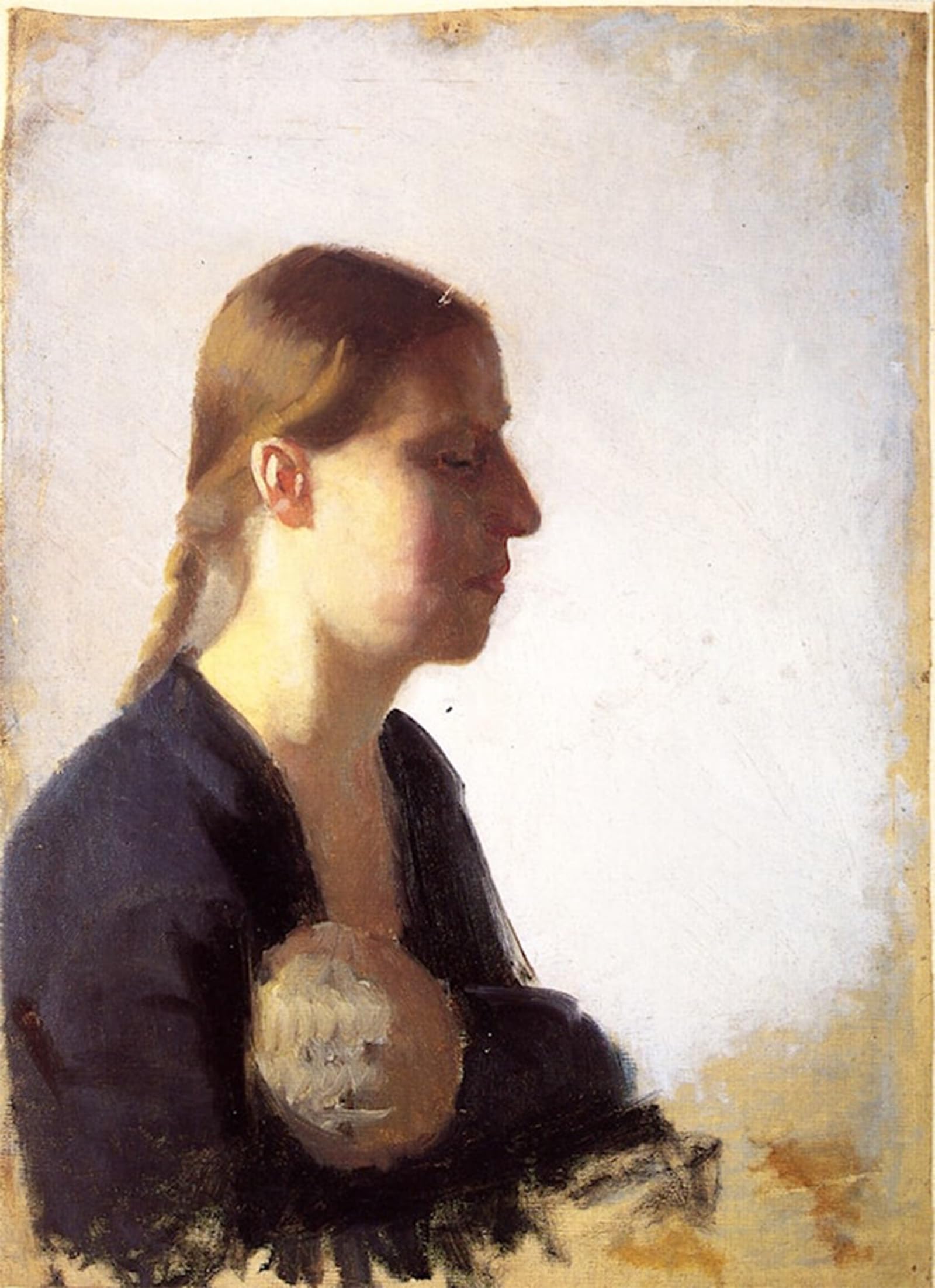 POSTERIIk Vintage Classic Picture Landscape Artwork Young Mother with Her Child Anna Ancher Portrait Canvas Painting for Office Home Decor 60x90cm