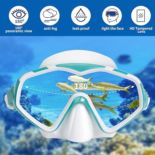 Miniatura 6 de Máscara de buceo profesional, lente ultra transparente con visión amplia, máscara de esnórquel de vidrio templado, máscara antifugas, máscara de
