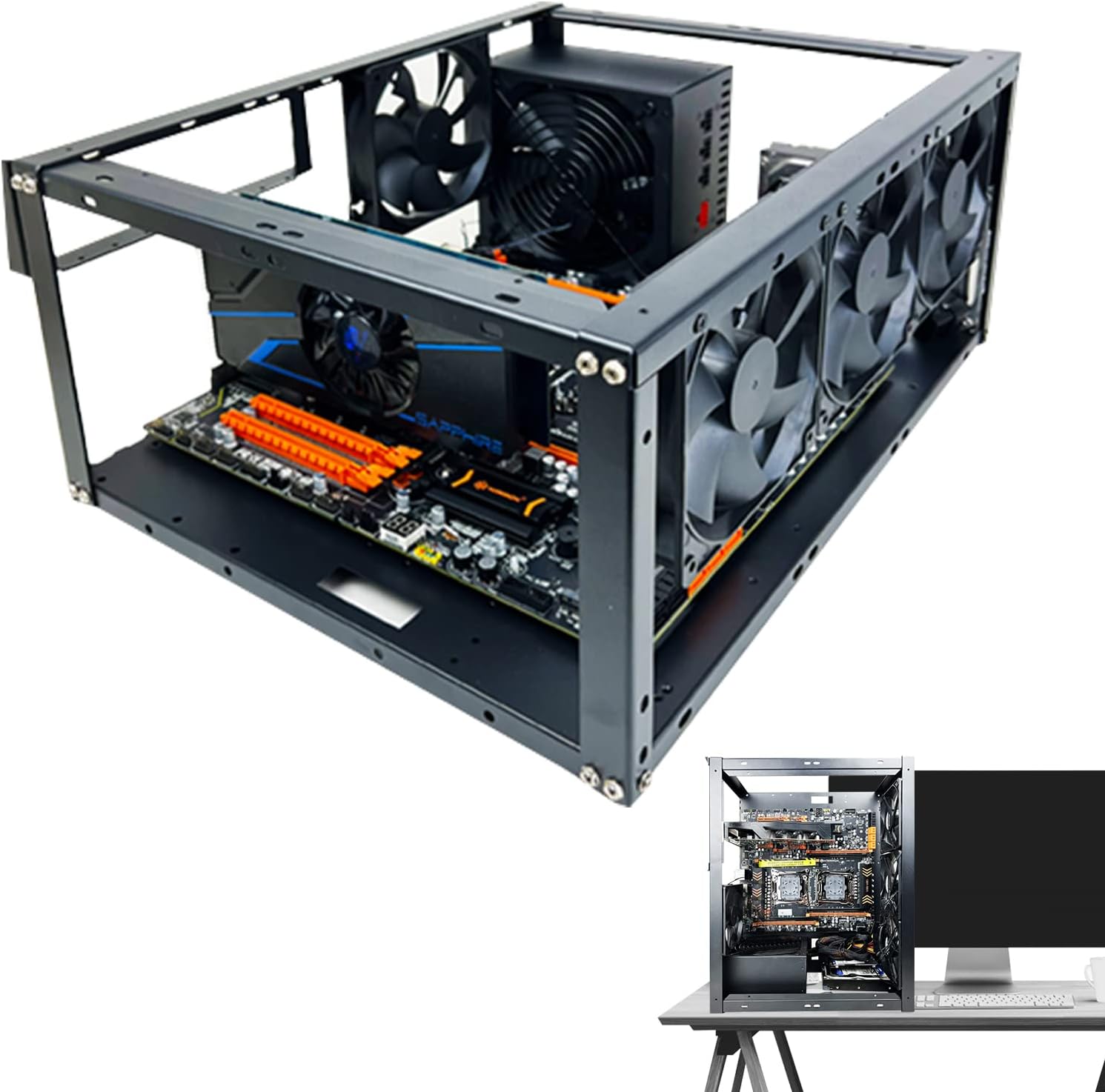 DIY Computer Motherboard Case,Chassis Cooling Frame,Stackable PC